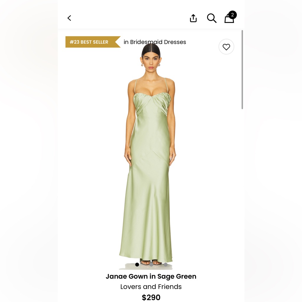 Lovers + Friends Strapless Sage Green Gown
